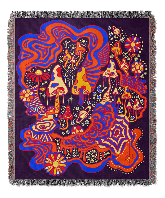 Mushroom Carnival | Woven Blanket | Gardening Collection