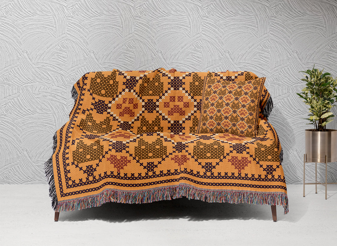 Cats and Paws | Woven Blanket | Pet Collection