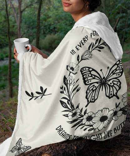 Garden of Dreams | Hooded Sherpa Fleece Blanket | Gardening Collection
