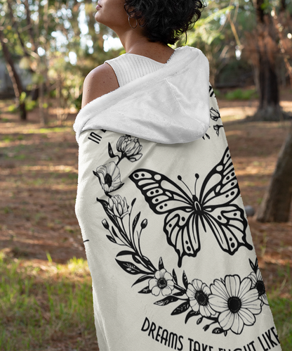 Garden of Dreams | Hooded Sherpa Fleece Blanket | Gardening Collection