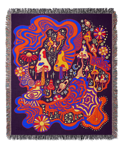 Mushroom Carnival | Woven Blanket | Gardening Collection