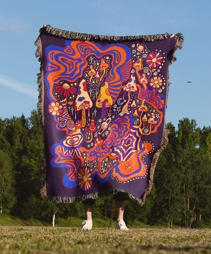 Mushroom Carnival | Woven Blanket | Gardening Collection