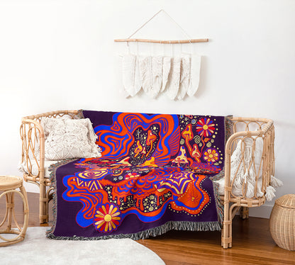 Mushroom Carnival | Woven Blanket | Gardening Collection