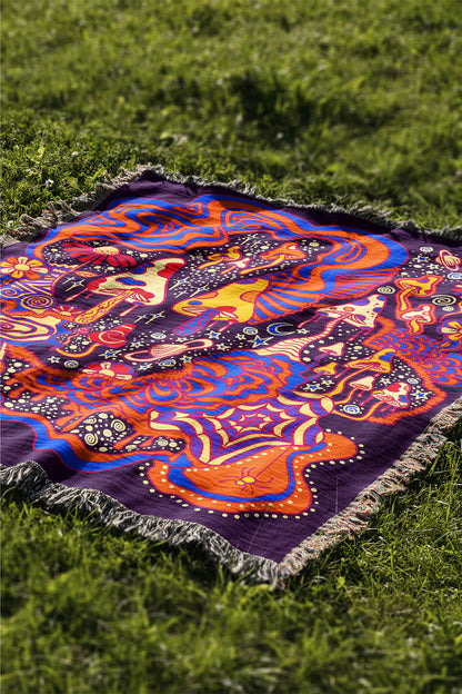 Mushroom Carnival | Woven Blanket | Gardening Collection